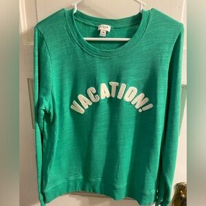 J. Crew Green 'Vacation!' Crew Neck Sweater